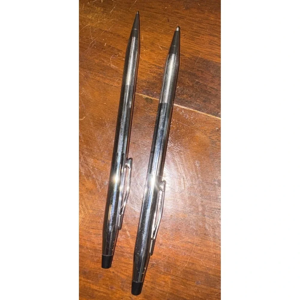 Vintage Cross Classic Century Chrome Pen Pencil Set Boxed Made in USA 1970s